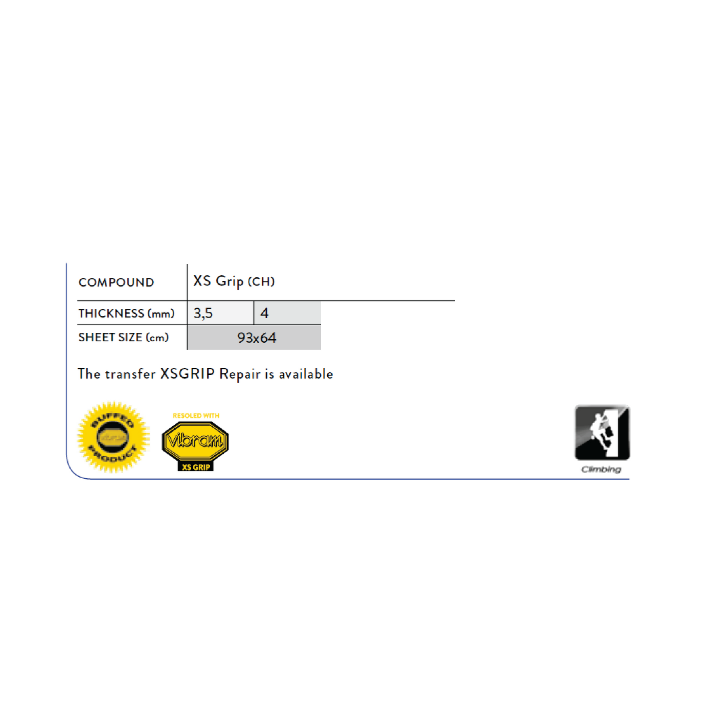 4mm Vibram《7507》XS GRIP Climbing Sheet 93cm x 64cm